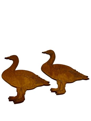 Two (2) Wooden Ducks / Geese Wall Hangings