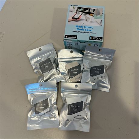 NIB Tepra Lite Smartphone Label Printer with Assorted Tape