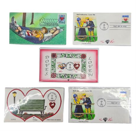 FDC 1994 LOVE Hand Painted & Signed by artist
