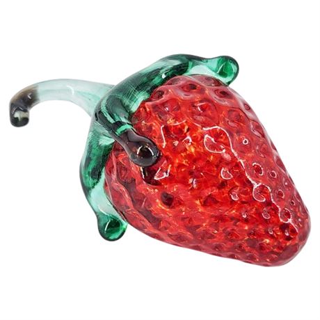 Vintage Hand Blown Art Glass Strawberry