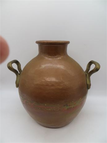 Hammered Copper Urn w/Brass Handles