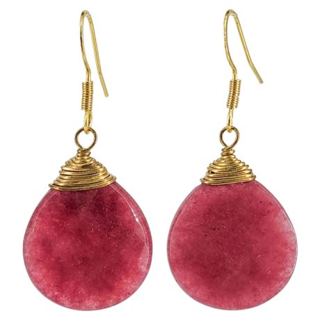 Vintage Faceted Natural Ruby Drop Earrings