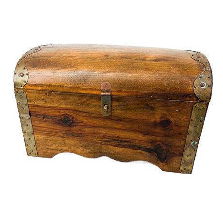 Vintage Wooden Humpback Treasure Chest