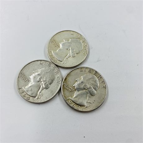 3 Silver Washington Quarters