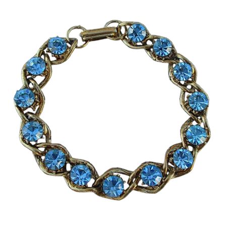 Vintage Blue Rhinestone Bracelet 7 & 1/4" length
