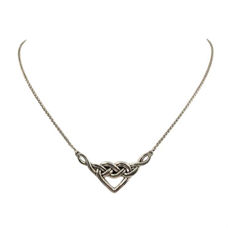 Brighton Silver Tone Interlok Heart Charm Necklace