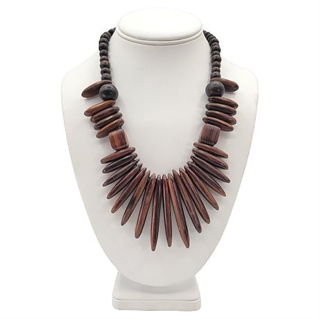 Mid-Mod Style Wood Statement Necklace