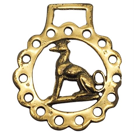 Vintage Brass Greyhound Horse Tack Medallion