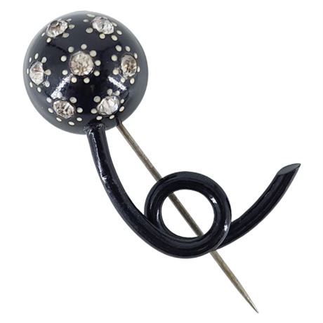 Vintage Early Plastic & Rhinestone Stick Pin Brooch