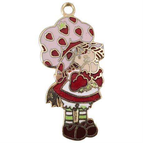Vintage Original 1980 Enamel Strawberry Shortcake Pendant