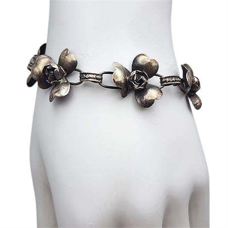 Hand Crafted Sterling Silver Flowers Bracelet