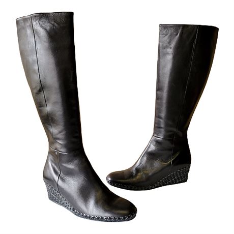 Bruno Magli "Meleti" Leather Wedge Heel Tall Boot