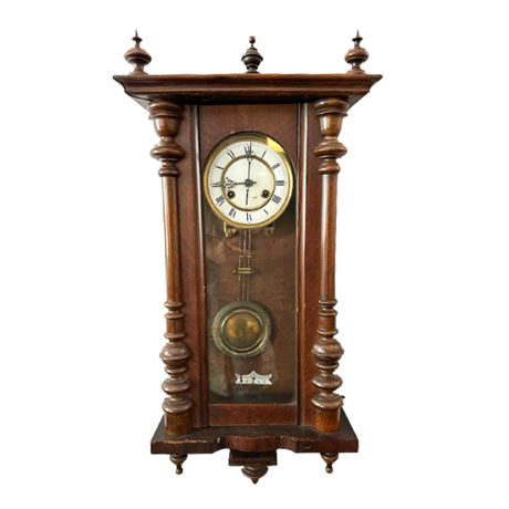 Antique Walnut Veneer Wall Clock