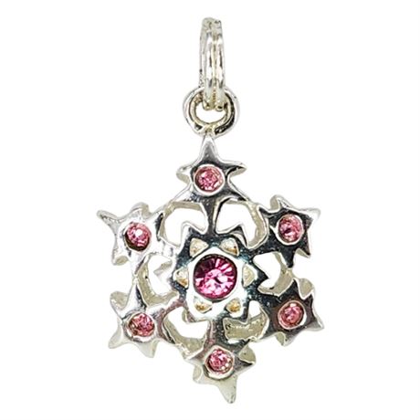 Sterling Silver Pink CZ Snowflake Pendant