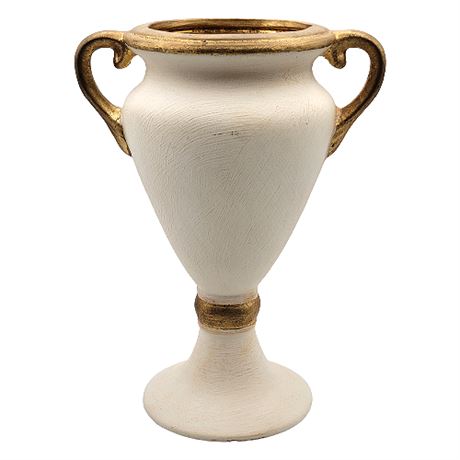 Vintage Ivory & Gold Ceramic Urn Planter
