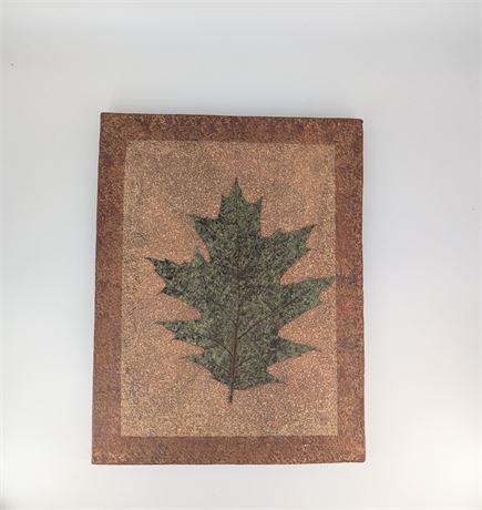 15" OAK Petrified Forest Leaf Pottery Tile from Don Drumm Studios Gallery
