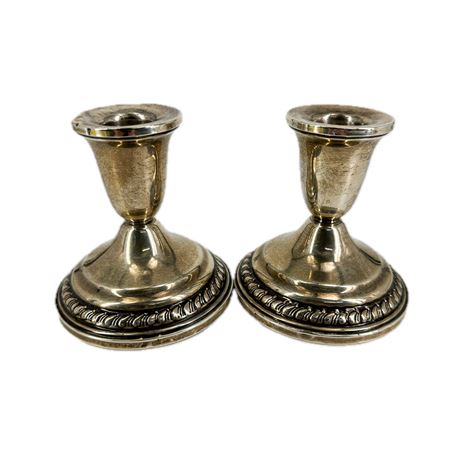 Pair of Columbia Sterling Weighted Candlesticks