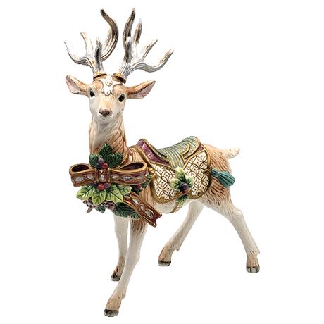 Fitz & Floyd "Florentine Christmas" Deer Figurine, Looking Left