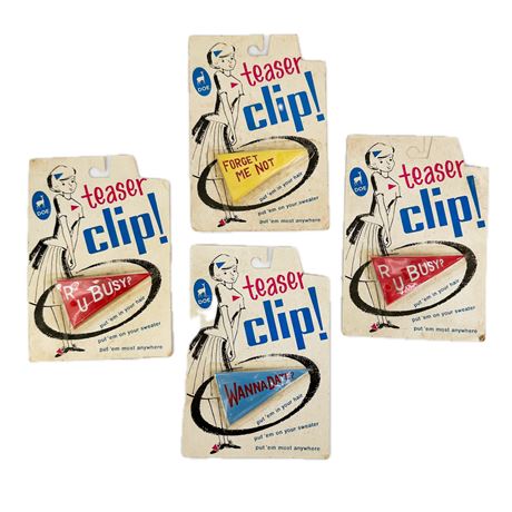 Lot of NOS Vintage Tease Pennant Clips by Doe