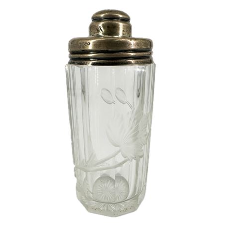 Antique Cut Crystal Shaker Jar with Sterling Silver Lid