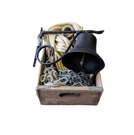 Outdoor Bell (with bolts) Pepsi Crate, Rope, Chain
