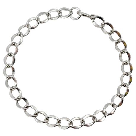 Vintage Silver Tone Curb Chain Charm Bracelet