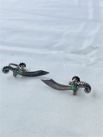 Vtg Sterling Sword Earrings w/ Turquoise