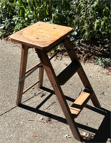 Wooden folding step stool