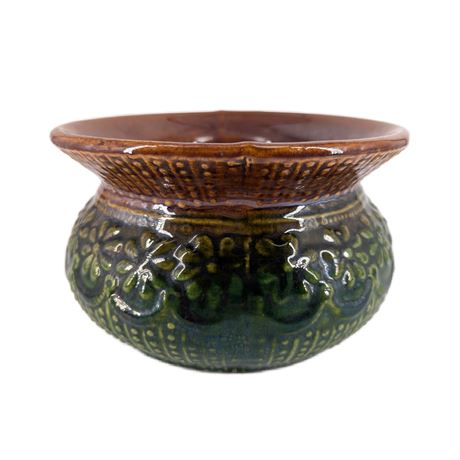 Vintage McCoy Pottery Majolica Green Brown Cuspidor