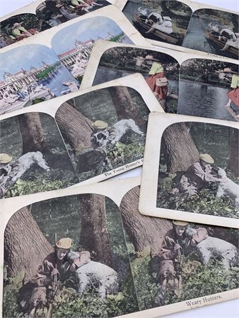 8 Hand Colored Antique Stereoview Cards