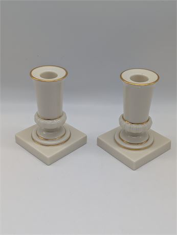 Lenox USA Ivory 24K Gold Trim Candlesticks