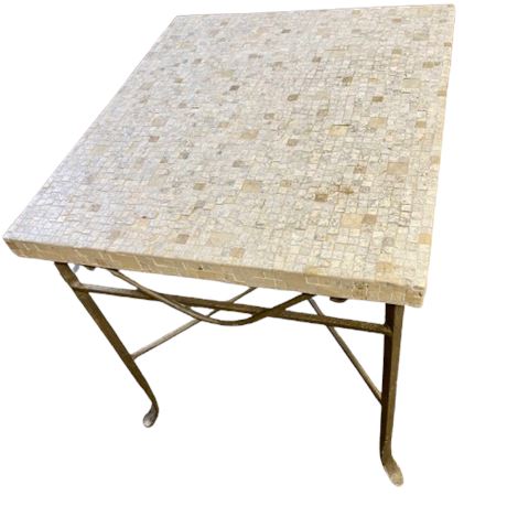 Tile top iron table