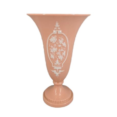Lenox USA Porcelain Coral Vase Asian Floral Design