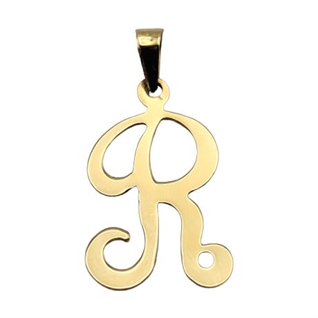14K Gold "R" Initial Pendant