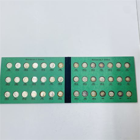 BU COMPLETE Roosevelt Dime Set 1946-1961