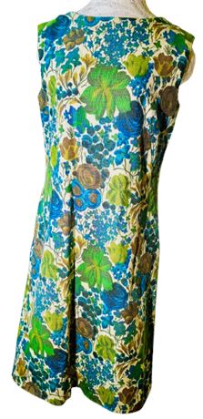 Vtg 1960's Floral Print Cocktail Dress