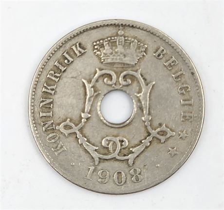 Belgium 1908 coin