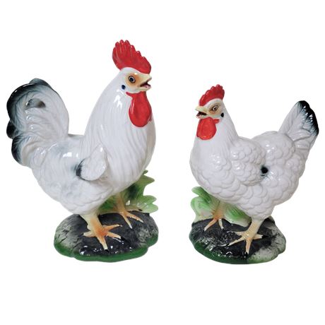 Napcoware Japanese Hand-Painted Rooster & Hen Set