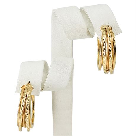 Vintage Signed George Carter Jessop 14K Gold Hoop Earrings