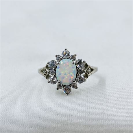 Opal Sterling Ring Size 9