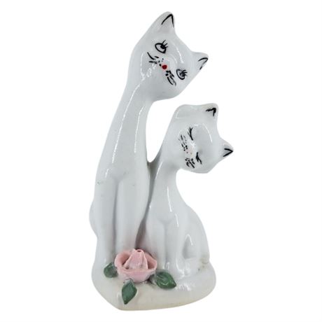 Vintage Long Neck Ceramic Cats Figurine