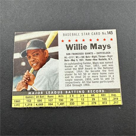 1961 Post Hand Cut Willie Mays #145