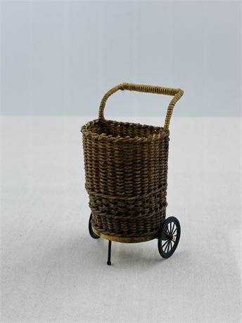 Vintage Wicker Cart Signed by Artist