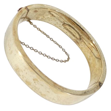 Vintage Whiting & Davis Gold Tone Hinged Bangle Bracelet Classic Minimalist Cuff