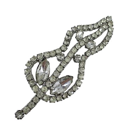 Vintage Rhinestone LEAF Brooch Pin