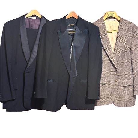 Lot of 3 Men's Dress Coats Including an Yves Saint Laurent Tux Jacket