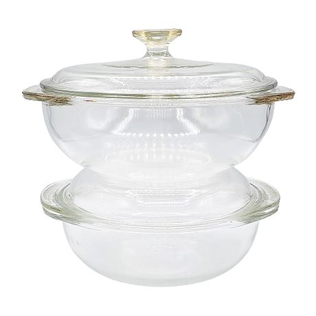 Pyrex Clear Glass Lidded Bowls