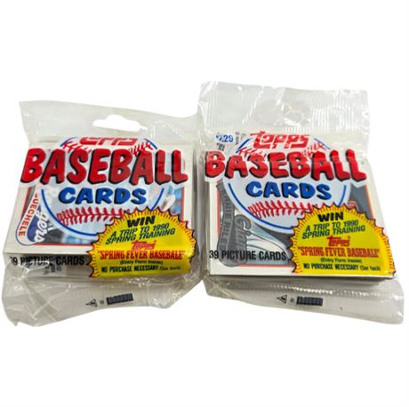 Lot of Two VTG 1989 Topps Baseball Card Packs, 39 cards per pack