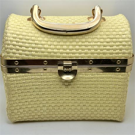 Yellow basket weave vintage purse