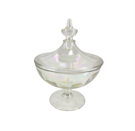 Opalescent Glass Trinket Dish with Lid